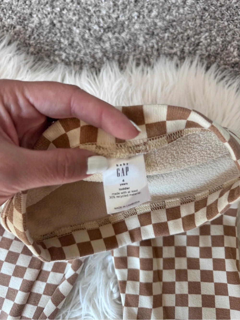 Baby GAP Brown Checkerboard Fleece Lined Leggings 4Y Toddler